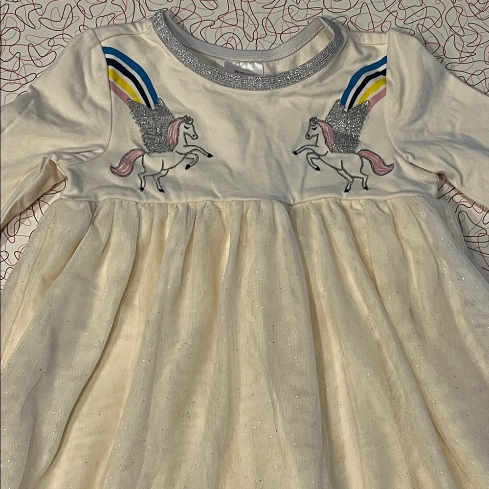 Hanna Andersson‎ Cream Tulle Tutu Dress with Pegasus Embroidery Size 3